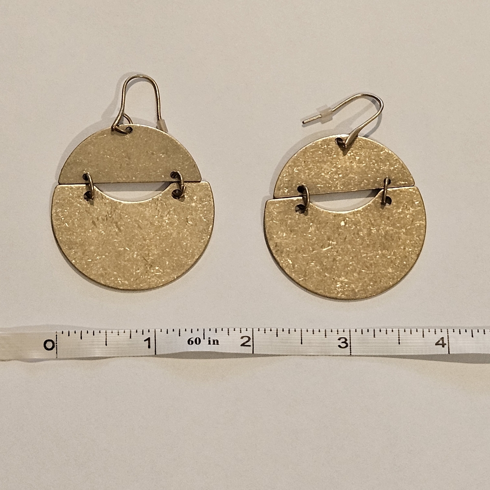 NEW Gold Earrings Metallic Minimalist Retro 70s Bohemian Neutral Avant Garde - Picture 4 of 5